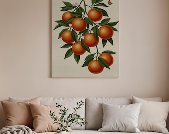 Orange Tree Framed Canvas Wall Art, Vintage Botanical Illustration