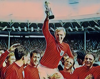 ボビー・ムーアの象徴的な1966年ワールドカップ優勝者の写真、アンディ・ウォーホル風