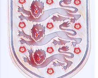 Escudo de los tres leones de Inglaterra en estilo pop art (PDF) para imprimir y enmarcar.