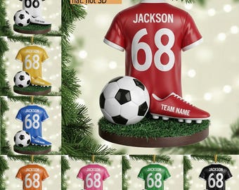 Personalized Soccer Sport 2D Ornament for Kids, Custom Photo Ornaments Christmas Tree 2025, Birthday Gift, Boys Girls Xmas, Soccer keepsake