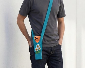 Pochette pour téléphone florale au crochet | Lanière de téléphone en tricot fait main