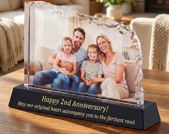 Plaque photo en cristal personnalisée, cadeau d'anniversaire pour couple