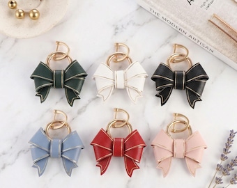 Vegan Leather Bow Keychain, Elegant Bag Charm Accessory