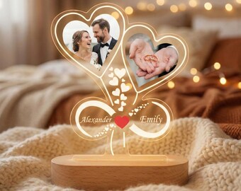 Veilleuse photo personnalisée, cadeau pour couple, lampe d'anniversaire de mariage