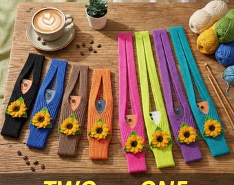 Sac pour téléphone au crochet tournesol avec sangle, pochette pour téléphone faite main personnalisée