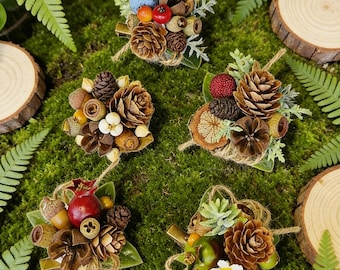 Barrette à cheveux pomme de pin des bois, barrette gland d'automne rustique, accessoire pomme de pin inspiré de la nature