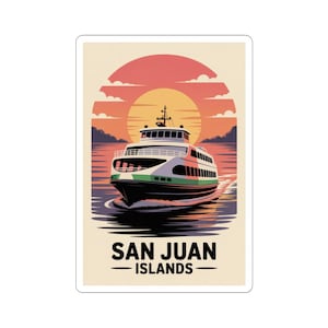 Vintage San Juan Islands Sticker, Anacortes, PNW, Washington State, Travel Decor, Laptop Stickers, Gift for Travelers, Retro Style