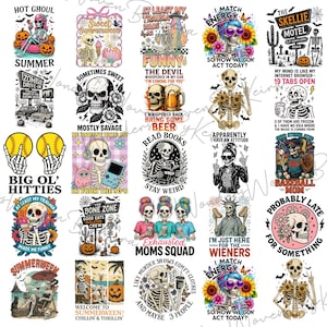 Funny sarcastic skulls sublimation bundle PNG, Adult humor PNG, Sarcastic bundle PNG, Funny skeleton halloween png