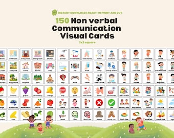150 Nonverbal Communication Visual Cards Autism Visual Aid Printable Picture Flashcards for Home, School, or Therapy
