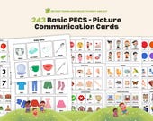 243 Basic PECs Picture Communication Cards Autism Communication Nonverbal Visual Aid Printable Flashcards for Home, School, or Therapy