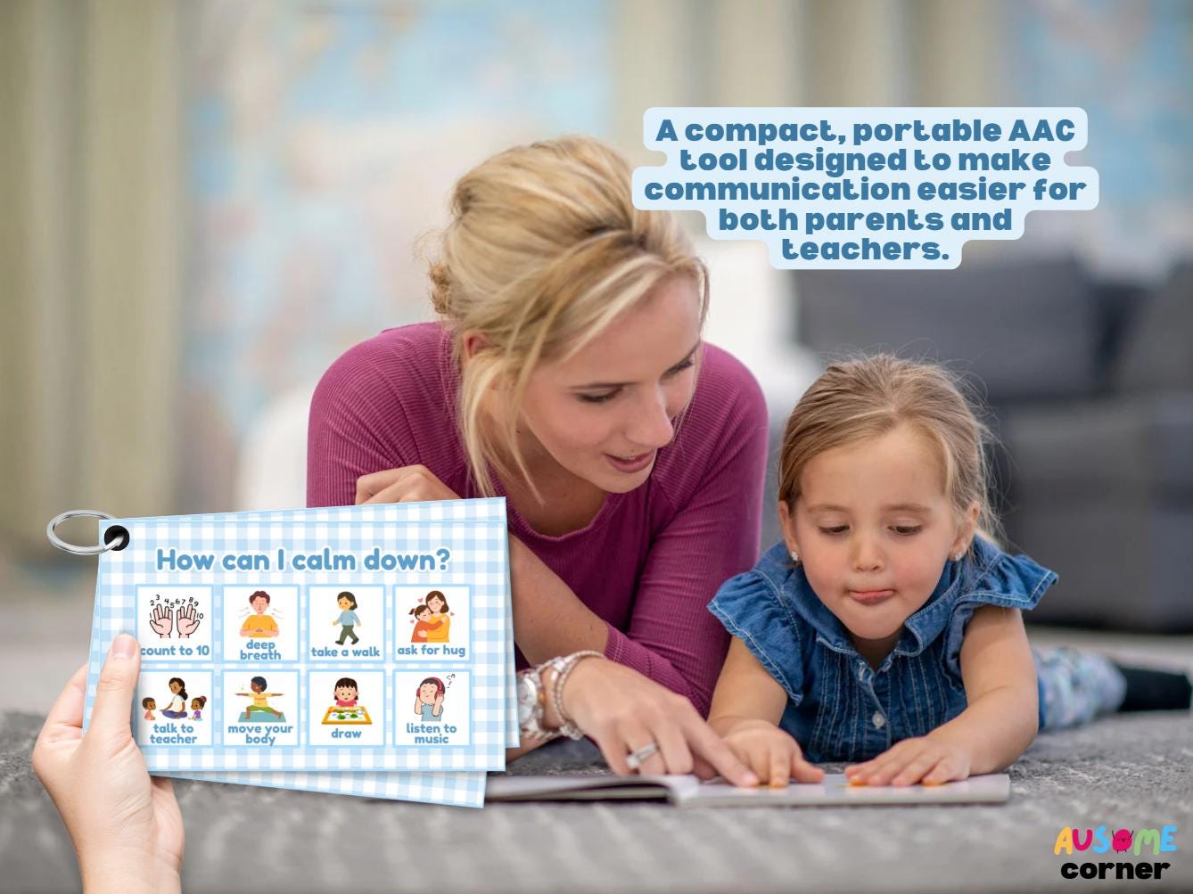 Color:blue Aac Blue Mini AAC Core Board Kids Travel Printable Cute AAC Chart Autism ...