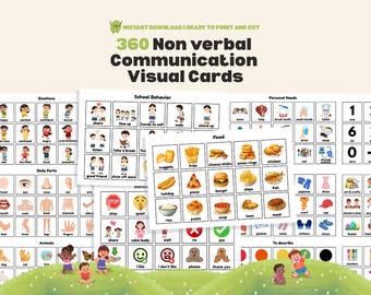 360 Basic PECS Square Bundle Picture Communication Cards Autism Nonverbal Visual Cues for School Printable Flashcards Home, Therapy