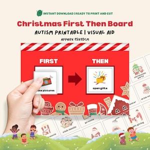 Christmas First Then Chart Holidays Autism Support Visual Schedule Neurodivergent Nonverbal Visual Aid Task Cards Gift
