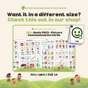 360 Basic PECS Square Bundle Picture Communication Cards Autism Nonverbal Visual Cues for School Printable Flashcards Home, Therapy image 8