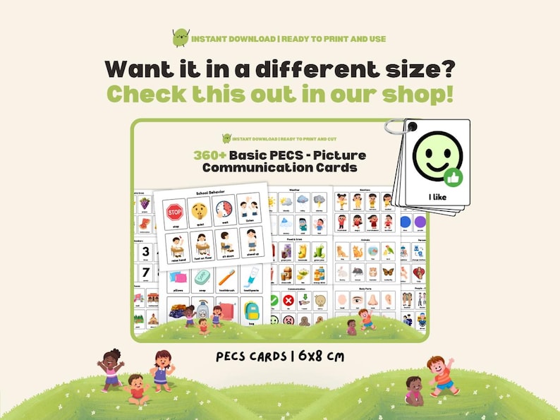 360 Basic PECS Square Bundle Picture Communication Cards Autism Nonverbal Visual Cues for School Printable Flashcards Home, Therapy image 8