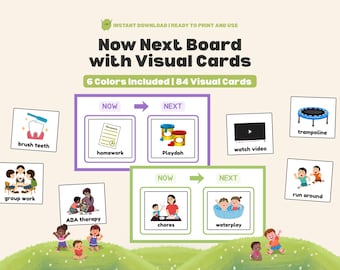 Now Next Board with Visual Routine Icons and Activity Cards Autism Support Visual Schedule ADHD Printable ABA Therapy Tool Task Completion