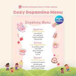 Cozy Dopamine Menu Editable ADHD Self-Care Printable Executive Function Support Reward Menu Choices