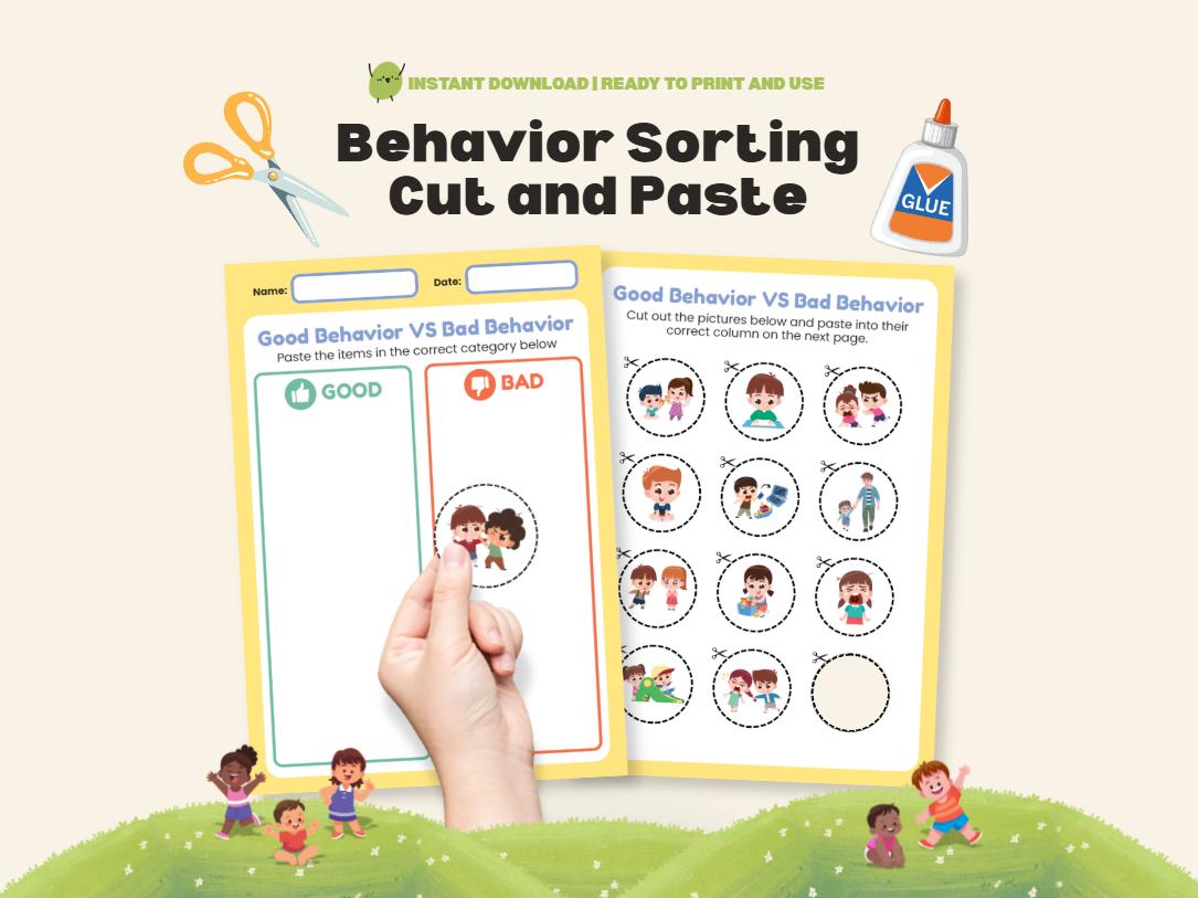 Behavior Sorting Cut and Paste Activity Good & Bad Behavior Worksheet ...
