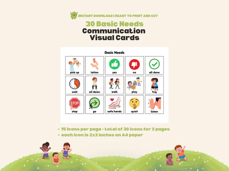Basic Needs Communication Cards Autism Pecs Icons Communication Board ...