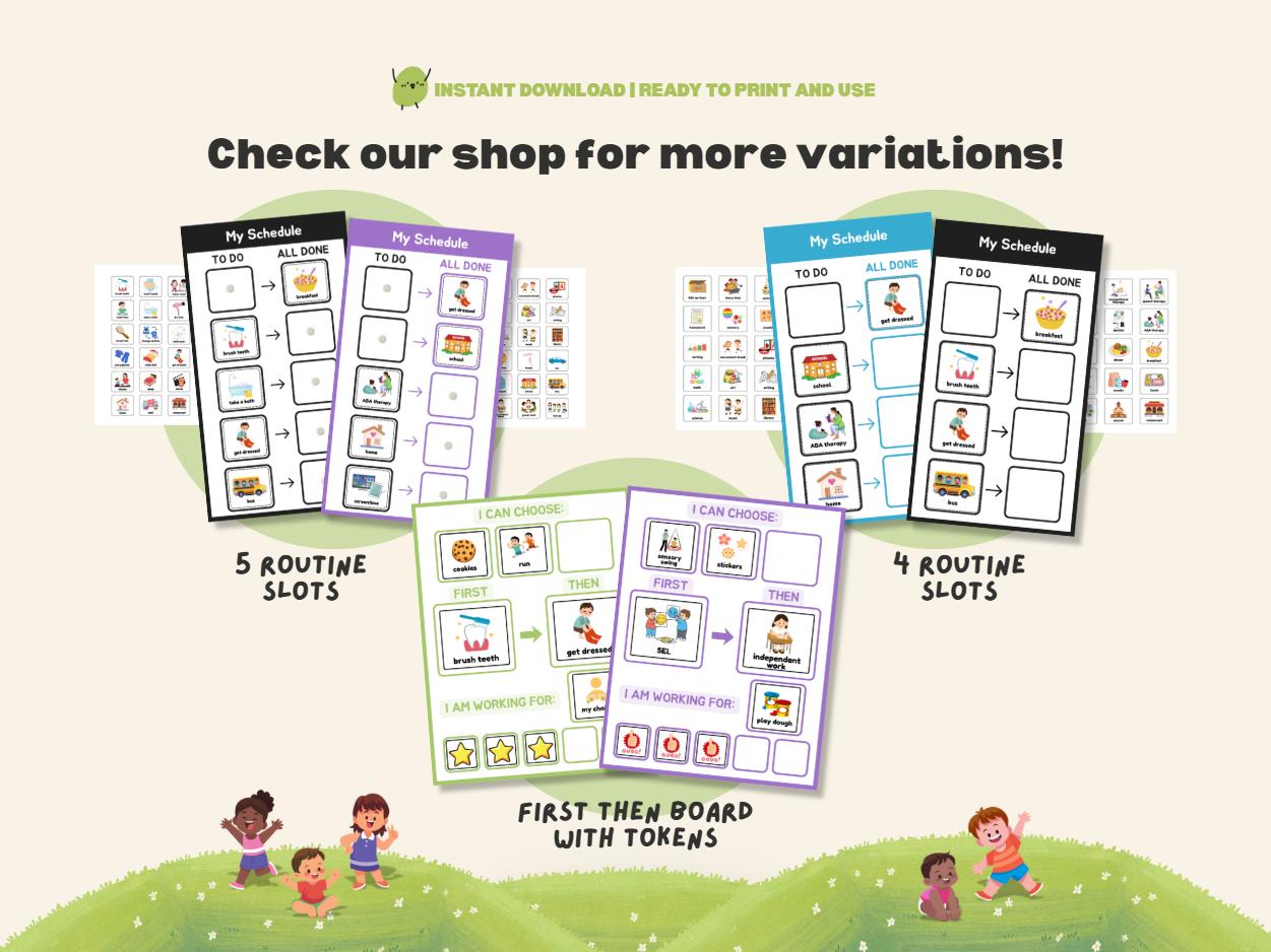 Session Routine Asd Visual Schedule With Activity Icons - 6 Routine Slots - Autism ADHD ...