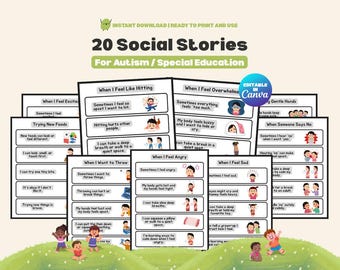 Editable Social Stories Autism Visual Support Special Education Big Feelings Guided Scripts Self-Regulation Story Preschool Printable