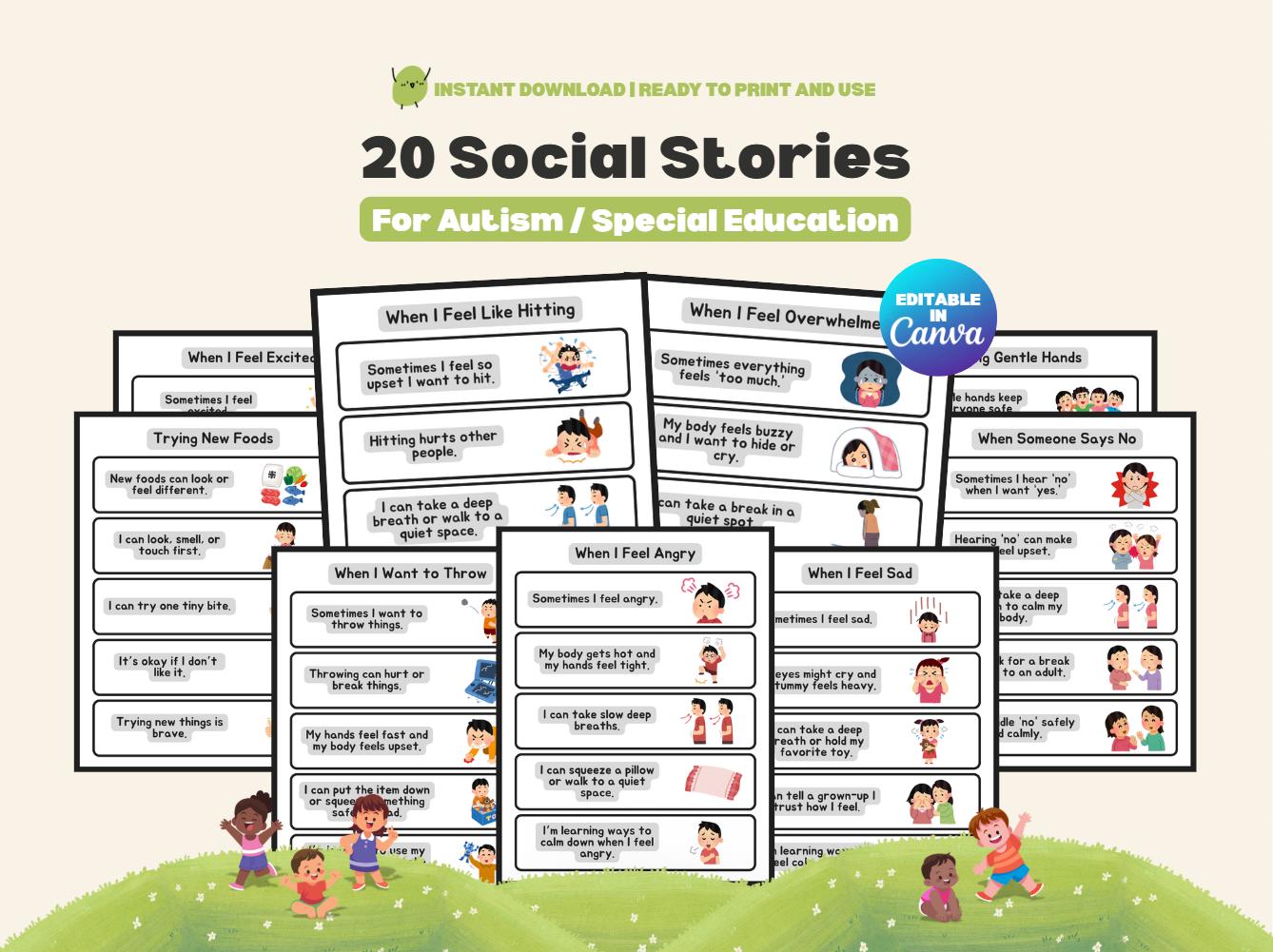 Editable Social Stories Autism Visual Support Special Education Big ...