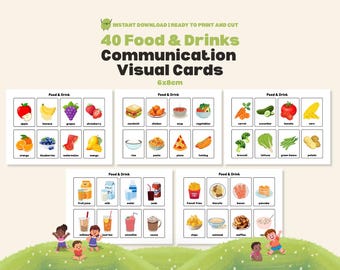 Food and Drink Communication Cards Autism PECs Communication Icons Nonverbal Visual Aid Printable Flashcards for Home, School, or Therapy