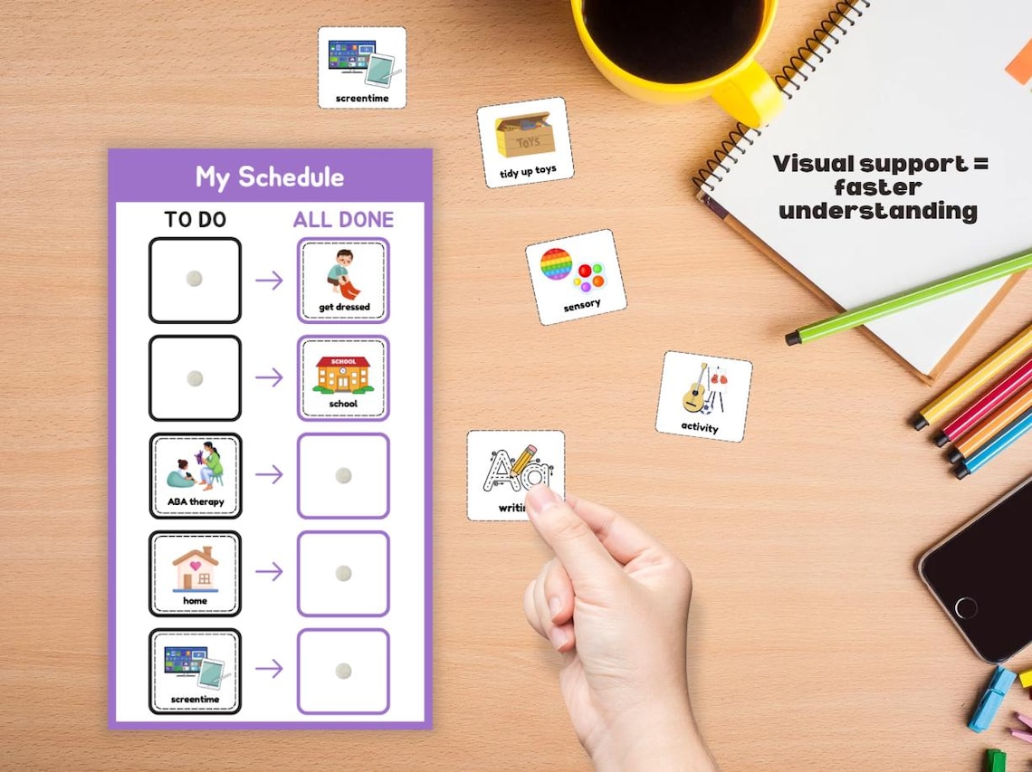 Session Routine Asd Visual Schedule With Activity Icons - 5 Routine Slots - Autism ADHD ...