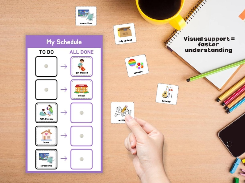 Visual Schedule With Activity Icons - 5 Routine Slots - Autism ADHD ...