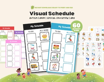 Visual Schedule with Activity Icons – 4 Routine Slots - Autism, ADHD Aid (Digital Download)