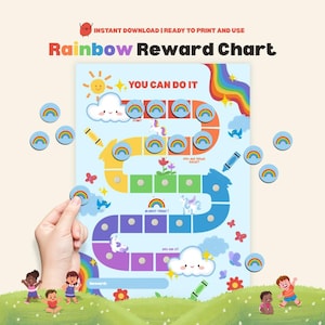 Regenbogen Belohnungstabelle für Kinder: Perfekt für Kinder: Perfekt für Kinder (Digitaler Download, PDF-Dateien 16x20/A3/A4 + Aufkleber)