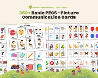 360+ Basic PECS Bundle Picture Communication Cards Autism Communication Nonverbal Visual Aid Printable Flashcards for Home, School, Therapy