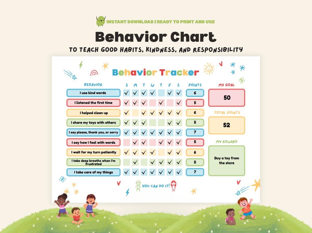 Kids Behavior Tracker ADHD Autism Reward Chart Teens Good Behavior ...