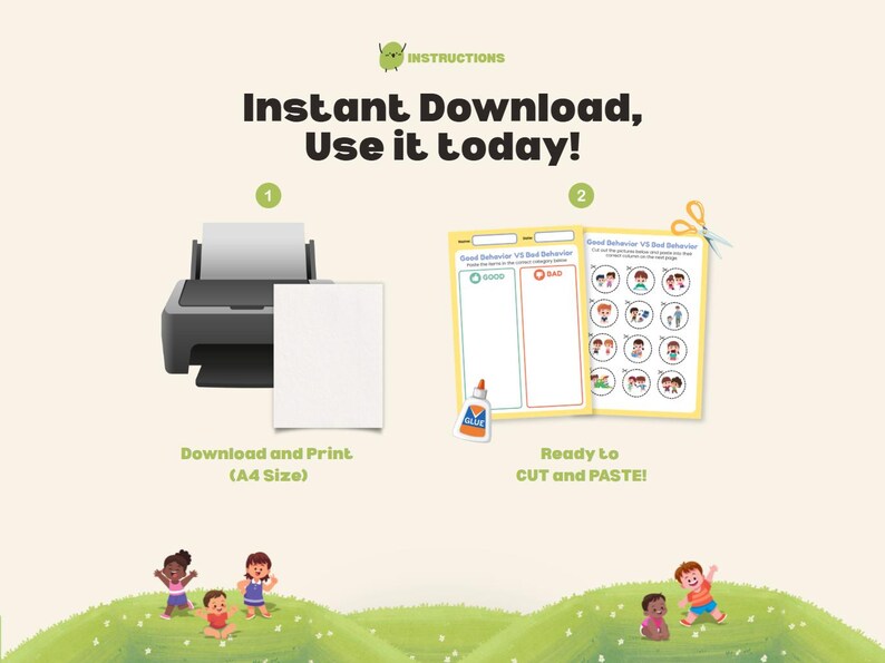 Behavior Sorting Cut and Paste Activity Good & Bad Behavior Worksheet ...