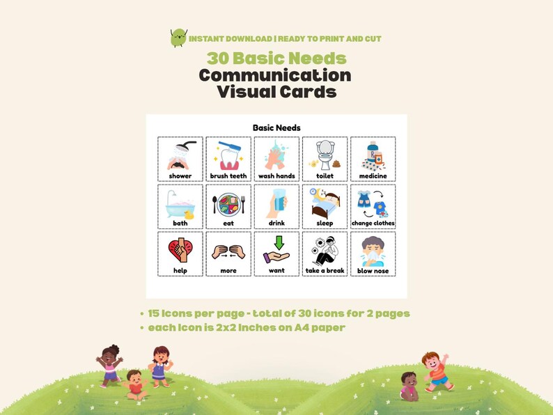 Basic Needs Communication Cards Autism Pecs Icons Communication Board ...