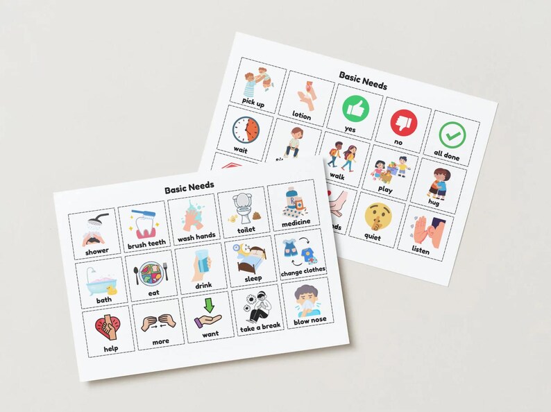 Basic Needs Communication Cards Autism Pecs Icons Communication Board ...
