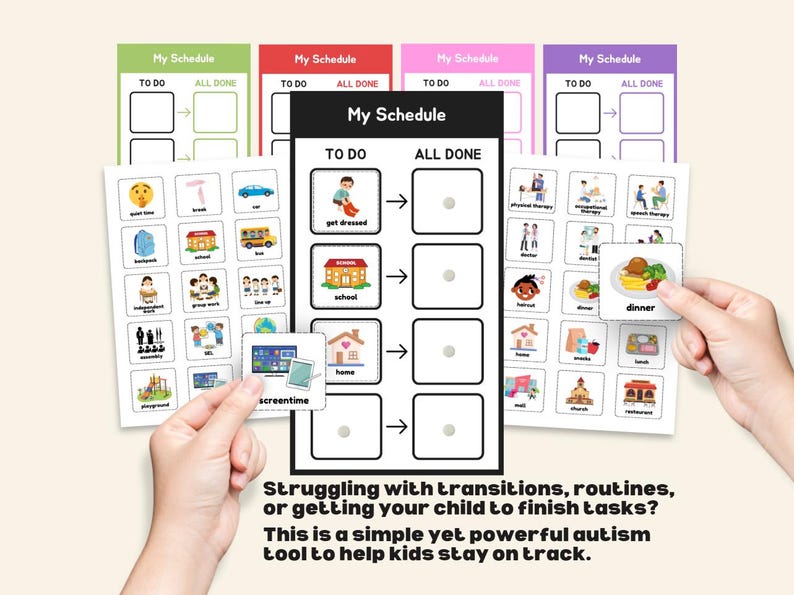 Visual Schedule With Activity Icons – 4 Routine Slots - Autism, ADHD ...