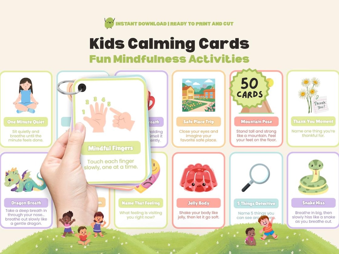 Calming Cards Kids Coping Skills Printable Calm-down & Mindfulness ...