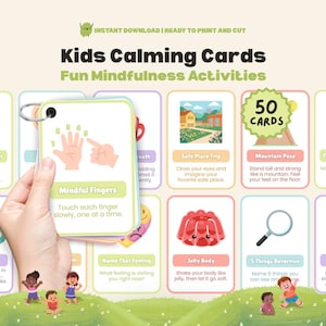 May include: A set of Kids Calming Cards with fun mindfulness activities. The cards feature colourful illustrations and instructions for various calming exercises, including breathing techniques and mindful activities. The set includes 50 cards.