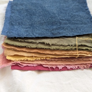 Plant Dyed Antique Linen Square Charm Pack - Beautiful rustic linen, hand dyed
