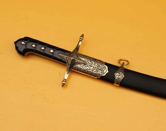 手作りのズルフィカル剣：彫刻が施されたトルコのオスマン帝国の剣