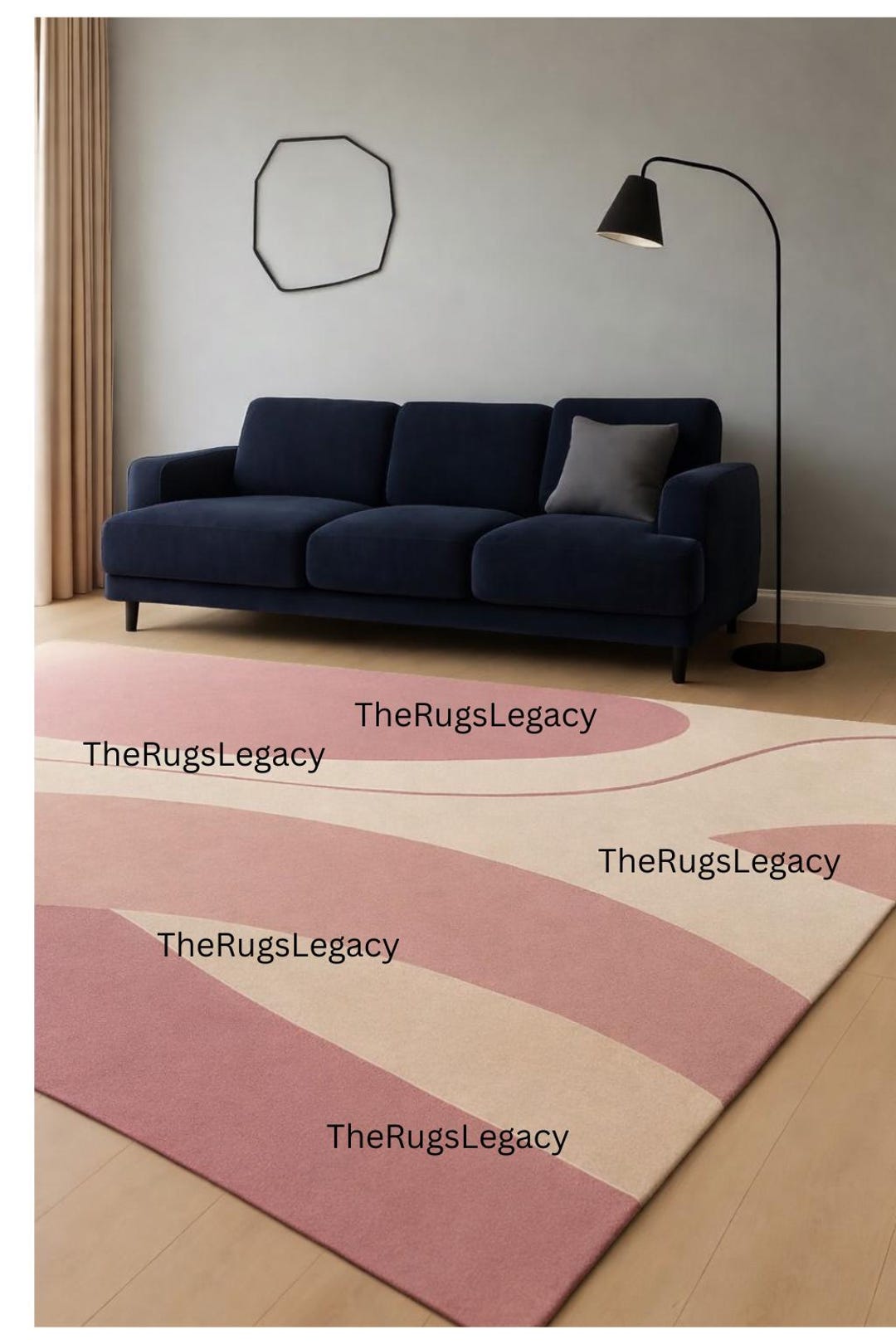 Modern Abstract Pink Area Rug, Pastel Wave Carpet, Minimalist Decor - Etsy