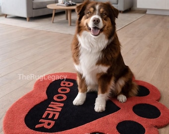 Personalized Paw Print Dog Rug, Custom Pet Mat, Non Slip Carpet