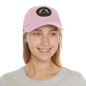 Colorful Graphic Dad Hat with Leather Patch | Casual Style Cap, Unique Accessories, Gift for Dads, Summer Fashion, Outdoor Events