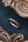 Vintage Sterling Silver Ivy Ring: Adjustable Filigree Floral Zircon Band