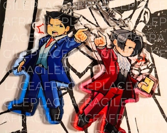 Ace Attorney Keychains - Miles Edgeworth & Phoenix Wright