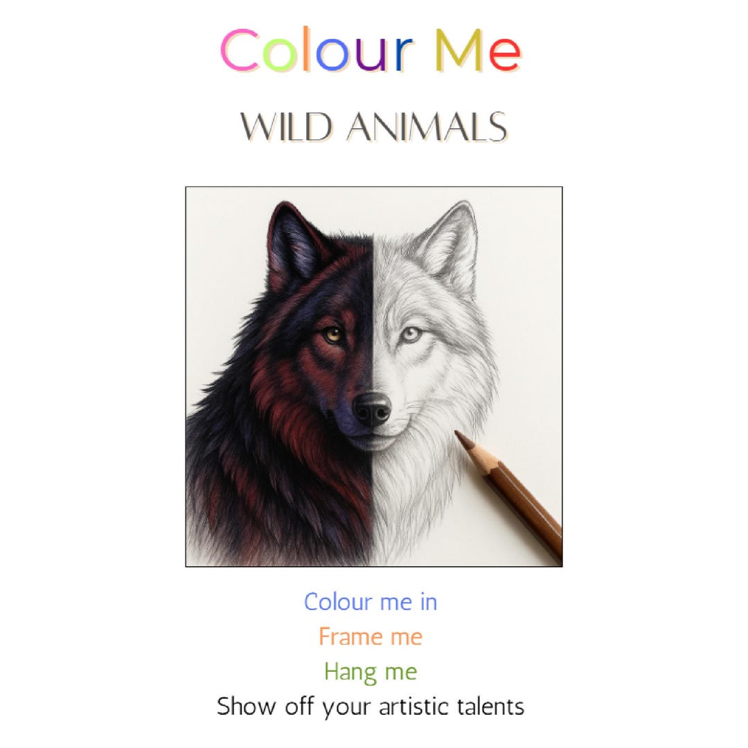 Wild Animals Coloring Book: Color & Frame Art - Etsy