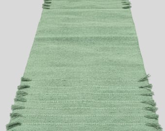 Organic Cotton Yoga Mat, Herbal Infused, Aqua Green, Handwoven in India