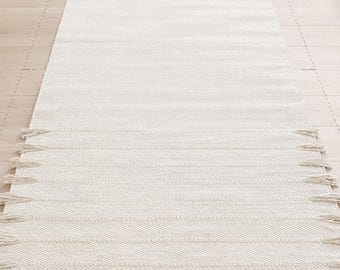 Handwoven Organic Cotton Yoga Mat | White, Non-Slip, Travel-Friendly
