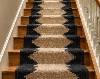 Handwoven Charcoal Runner Rug with Mustard Floral Motifs | Earthy Black and Brown Wool Kilim for Entryway